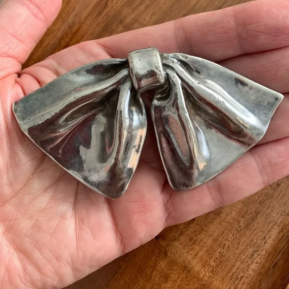 925 SILVER Large Bow Brooch / Necklace Slide